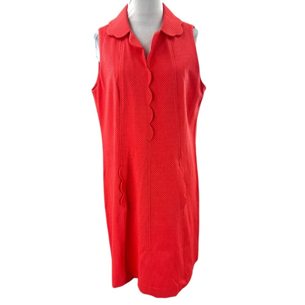 Sara Campbell‎ scalloped collared dress coral red orange sz 14